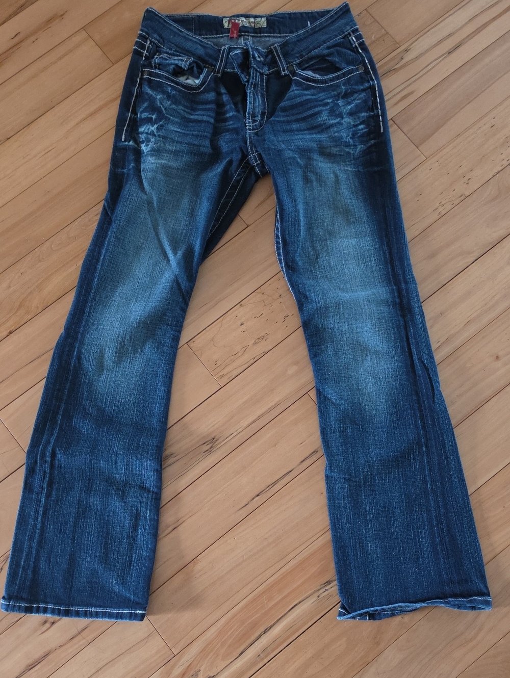 BKE Women's Dark Blue Flare-Leg Jeans